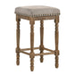 Holden - Set of 2 - 24” Beige Counter Height Stools with Weathered Oak Finish and Nailhead Trim