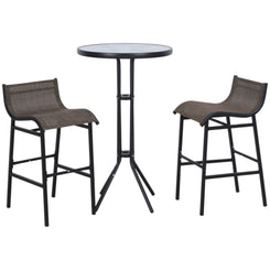 Othrelle - Set of 2 - 30" Bar Height Outdoor Bistro Set – Round Table & 2 Tan Chairs