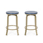 Sanora- Set of 2 - 25" Blue Counter Stools with Swivel Iron Frame and Faux Wood Seats