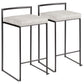 Fenmore  - Set of 2 - 26" Contemporary High Back Counter Stools in Stainless Steel with Gray Fabric