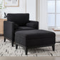 Farmhouse Upholstered Accent Chair With Ottoman, Reversible Lid Coffee Table