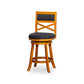 Miral - Set of 2 - 24" Counter Height Swivel Stools with Charcoal Fabric Seat, Natural Wood Finish, and X-Back Design