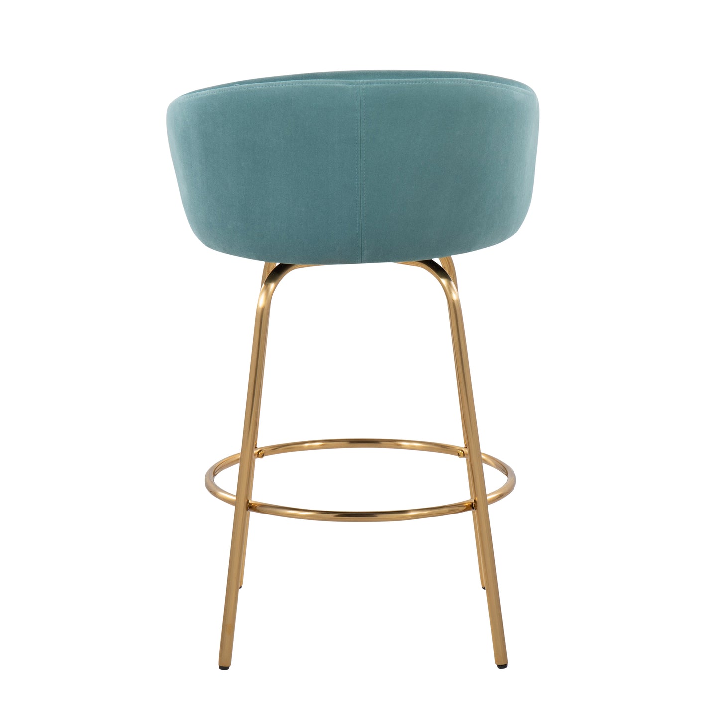 Evelina - Set of 2 - 20" Light Blue Velvet and Gold Steel Counter Stools