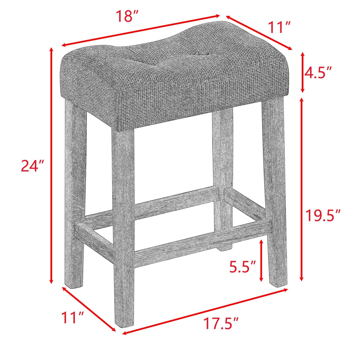 Hadden - Set of 4 - 30” Gray Industrial Bar Table Set with Power Outlet, 3 Stools, Solid Wood + MDF - Dining, Game, or Living Room, 59” x 19” x 36”