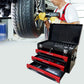 Portable 20" Steel Tool Box With 3 Drawers And Metal Latch Closure - Black / Red