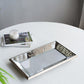 Antique Rectangle Mirror With Floral Accents, Mirrored Display Tray, Hanging Wall Mirror