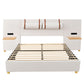 Upholstered Platform Bed, 2 Outlets And USB Charging Ports On Both Sides, 2 Bedside Pillows, Storage Shelves