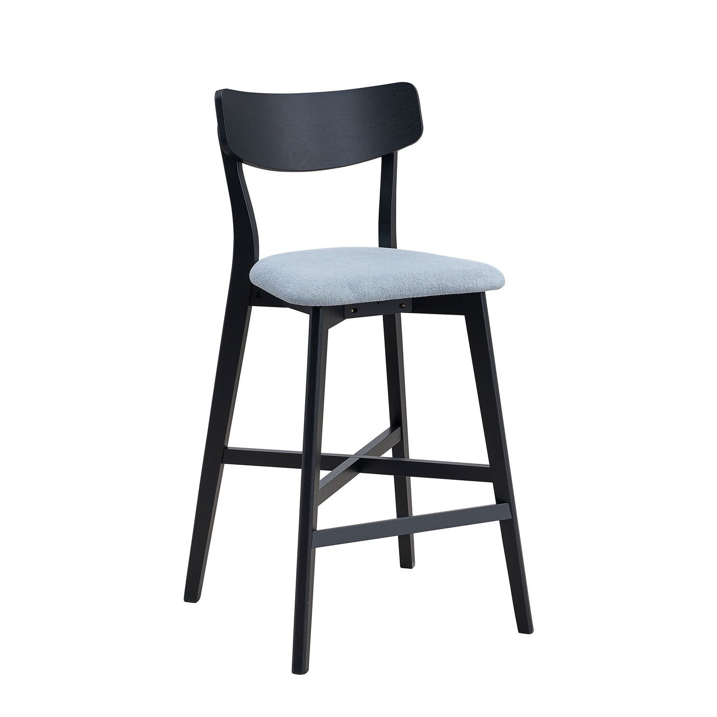 Havenvale - Set of 2 - 29" Black Swivel Wood Bar Stools with High Back - Modern Counter Height Chairs for Kitchen, Pub, Living Room