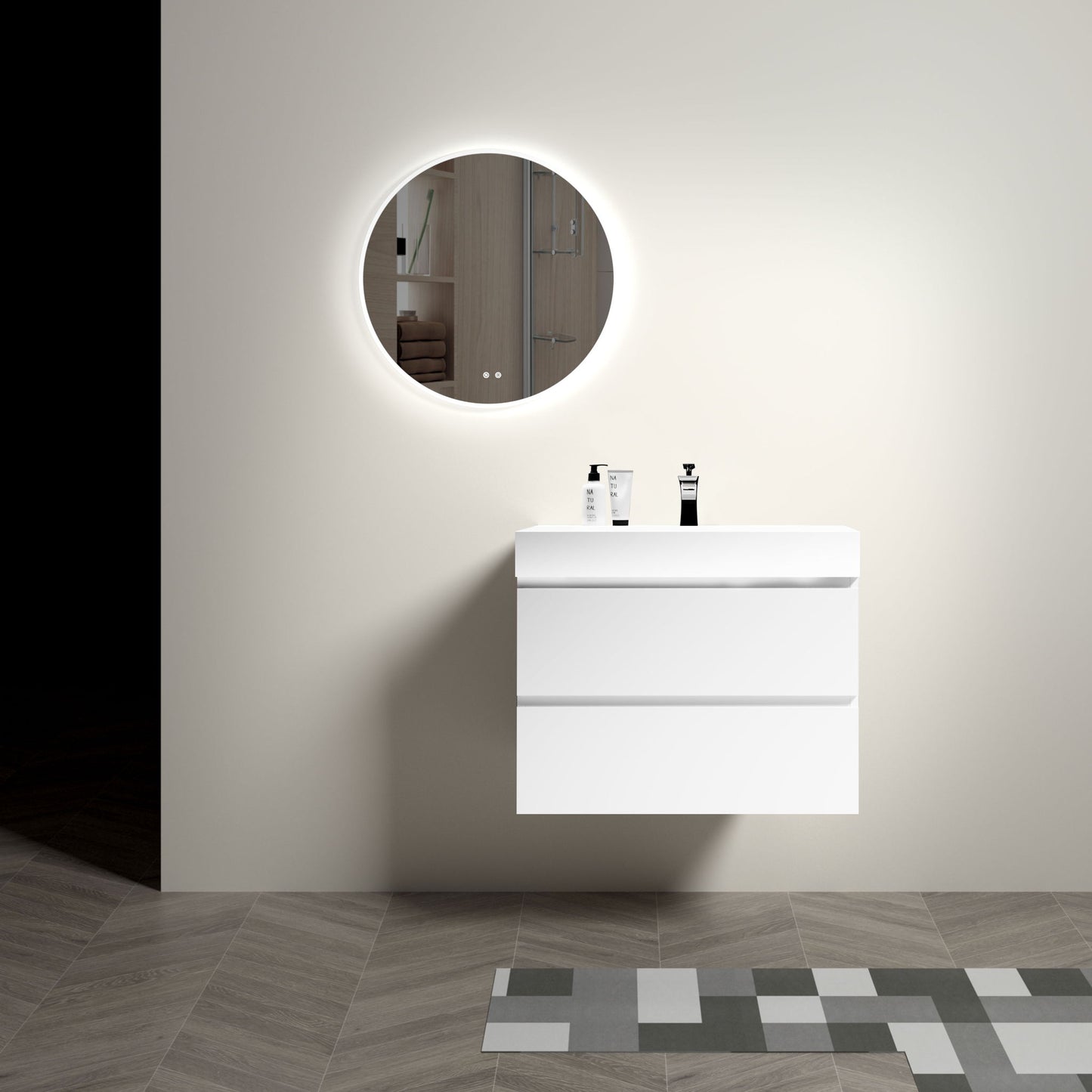 Alice - Bathroom Vanity With Large Storage, Sink, Wall Mounted