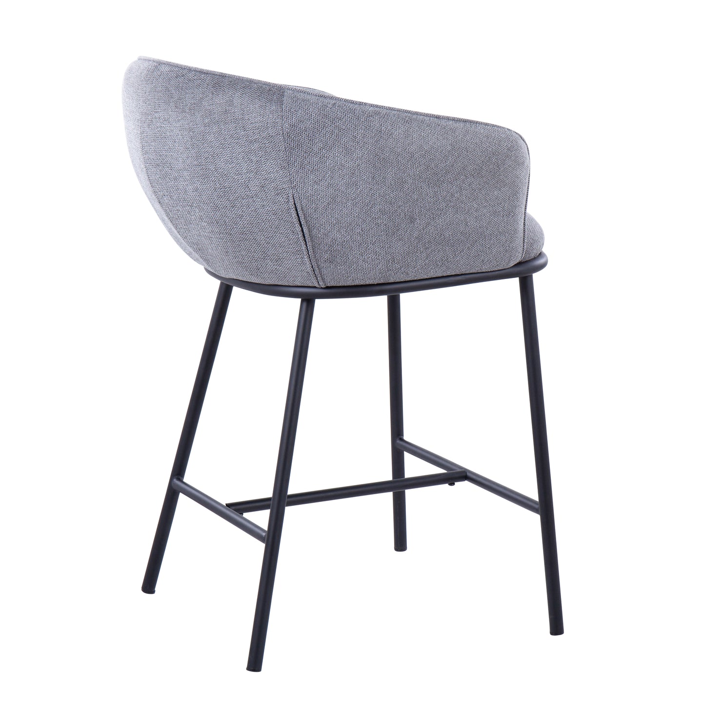 Aravine - Set of 2 - 24" Black Metal and Grey Fabric Counter Stools with Contemporary High Back Design