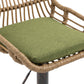 Ardelle - Set of 2 - 26" Adjustable Green Linen Swivel Bar Stools with Footrest, Metal & Rattan Base for Kitchen or Dining Room