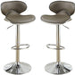 Caldara - Set of 2 - 29" Adjustable Height Grey Steel & Black Faux Leather Contemporary Counter Stools with Stylish Metal Base for Kitchen & Bar Use