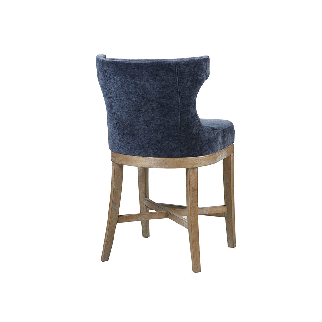 Royale - set of 2 - 39.25" Counter Stool with Swivel Seat Navy Upholstery