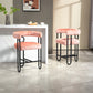 Adelina - Set of 2 - 24" Pink Chenille Bar Stools with Modern Curved Backrest and Black Metal Frame for Kitchen Island, Pub, or Dining Room