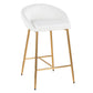 Mariple - Set of 2 - 26" Counter Stools with White Faux Leather Upholstered Seat and Gold Trestle-Style Metal Base