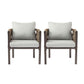 2 Pieces Outdoor Metal Patio Club Chair, Patio Furniture Arm Chair With Cushion, Modern Outdoor Furniture Deep Seating For Porch, Garden, Backyard, Balcony - Brown / Light Gray