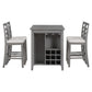 Tymorath - Set of 5 - 26" Gray Counter Height Dining Set with Solid Wood Table, Padded Chairs, Integrated Wine Storage, and Glass Holders - 35.4" Height