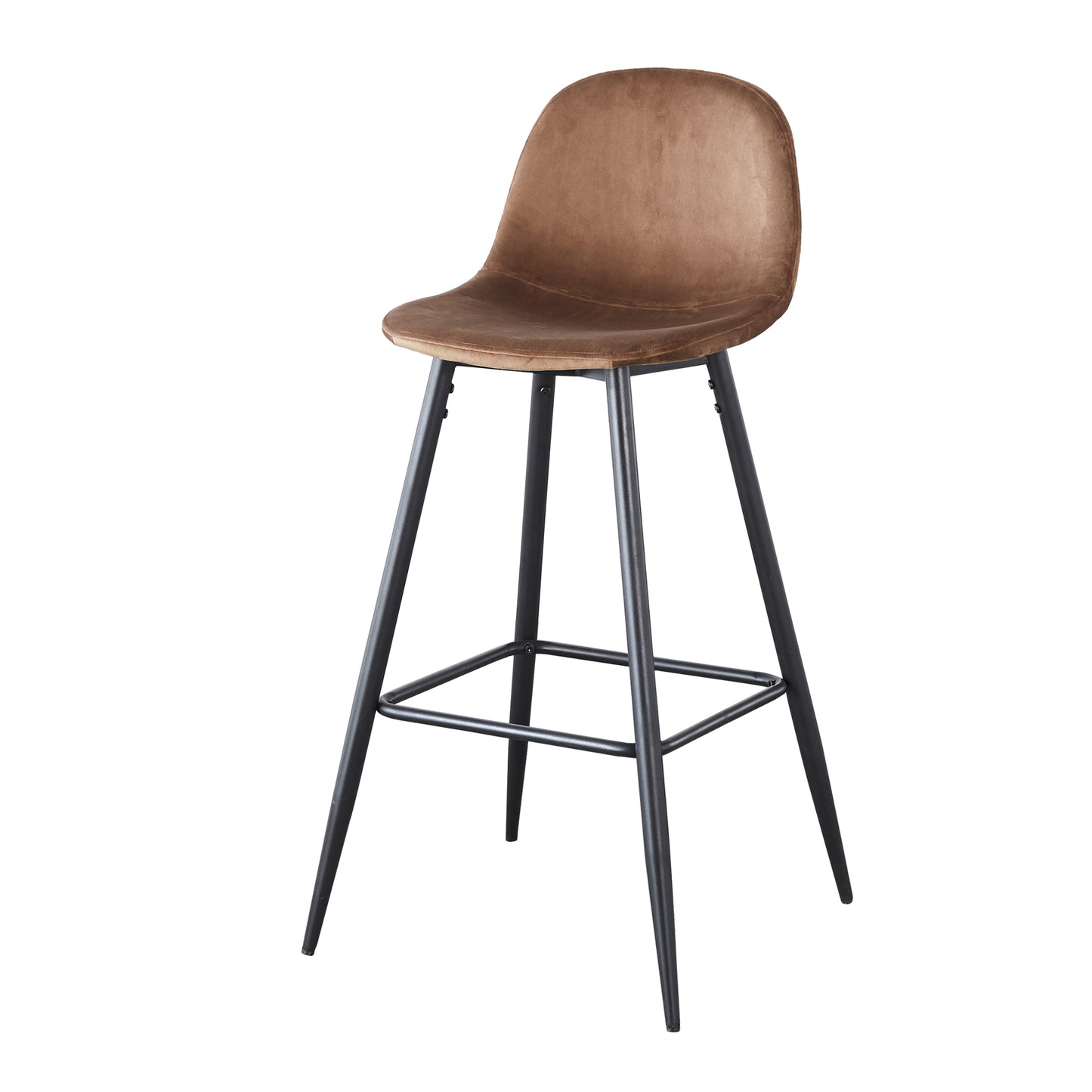 Narellan - Set of 2 - 30" Novara Velvet Bar Stools with Back & Footrest, Sturdy Metal Legs, Easy Assembly for Kitchen & Island