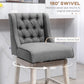 Ariana - Set of 2 - 27" Gray Swivel Bar Stools with Button-Tufted Back, Rubberwood Legs