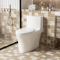Elegant One Piece Toilet With Tornado Dual Flush, Siphonic S Trap 12", Soft Close Seat, Dual Flush, Ada Height, Glossy - Gloss White