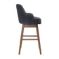 Vianna- Set of 2 - 30" Black Linen Counter Height Bar Stools with Button-Tufted Design, 360° Swivel, and Solid Wood Legs