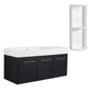 Modern Wall Mounted Bathroom Vanity With Left Sink And Storage Rack