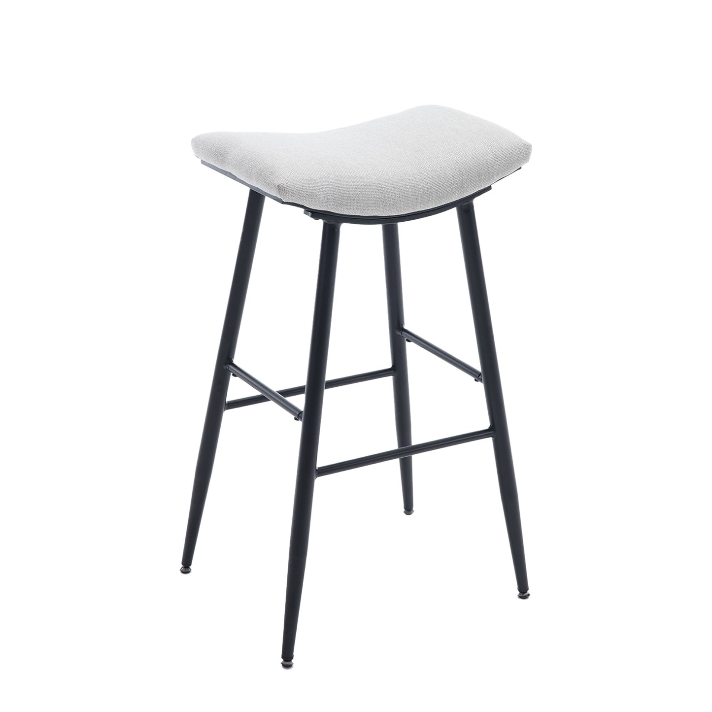 Darwin- Set of 2 - 30" Beige and Pale Blue Modern Linen Upholstered Bar Stools with Footrest