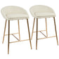 Matrellt - Set of 2 - 26" Cream Fabric and Gold Frame Counter Stools