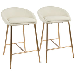 Matrellt - Set of 2 - 26" Cream Fabric and Gold Frame Counter Stools