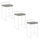 Fitzwilliam - Set of 3 - 26" Black Metal Stackable Counter Stools with Gray Faux Leather Cushions