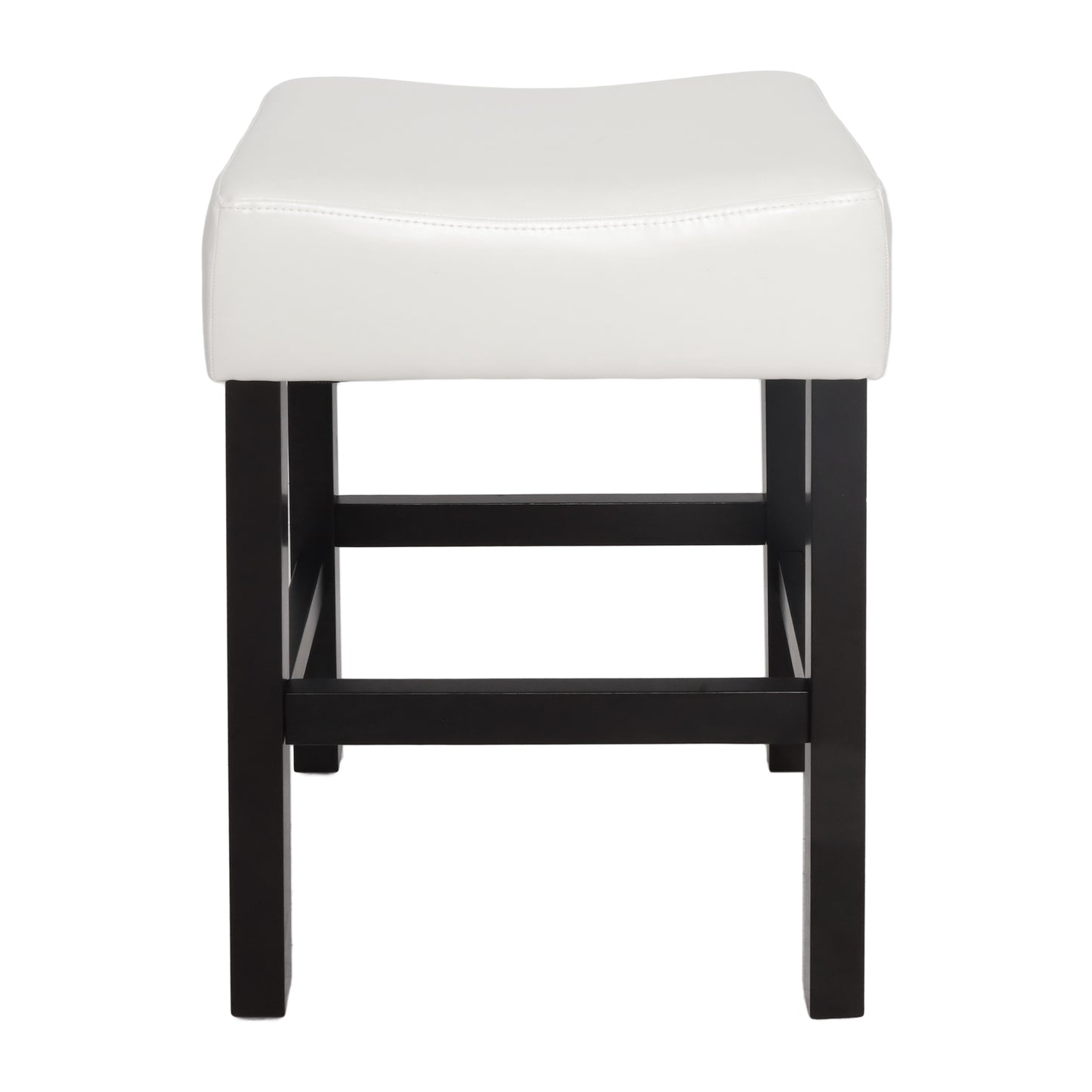 Zerena - Set of 2 - 27" Ivory Leather Counter Stools, Transitional Design for Kitchen & Living Room