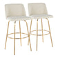 Toriano - Contemporary Fixed Height Barstool Swivel With Round Footrest (Set of 2) - Cream