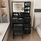 Vanity Desk With Mirror, 3 Color Lighting And Stool