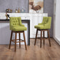 Esmée - Set of 2 - 30" Olive Linen Counter Height Bar Stools with 360° Swivel and Solid Wood Legs, Footrest for Kitchen or Dining Room