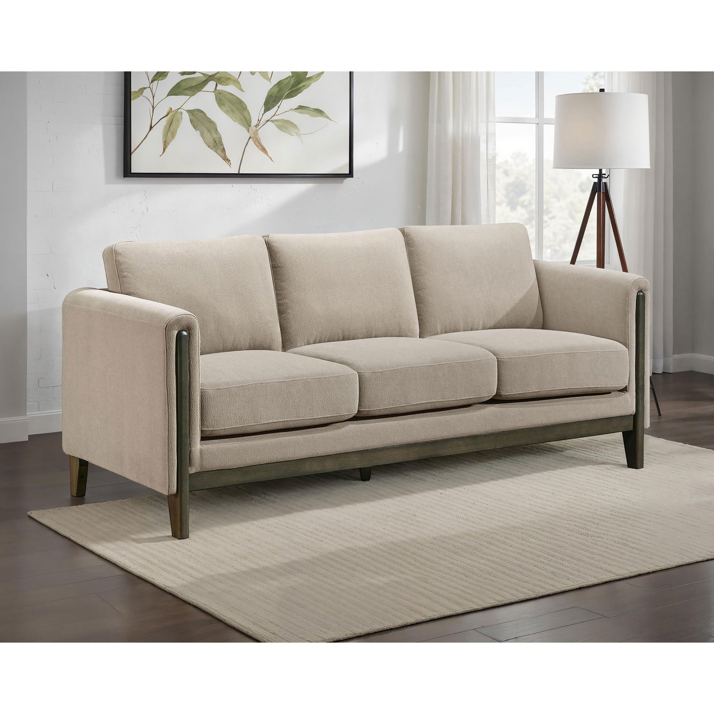 Fisher - Upholstered Panel Arm Sofa - Taupe