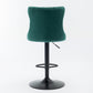 Luxury  - Set of 2 - 25" Green Velvet Swivel Barstools with Adjustable Seat Height, Upholstered Tufted Chairs & Copper Nailheads