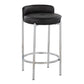 Storm - Set of 2 -26" Black Faux Leather Chrome Counter Stools with Tufted High Back