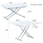 Modern Minimalist Multifunctional Lift Table With Metal Legs - White / Silver