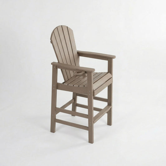 Bar Height Adirondack Chair With Cup Holder And Armrests
