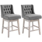 Ariana - Set of 2 - 27" Gray Swivel Bar Stools with Button-Tufted Back, Rubberwood Legs