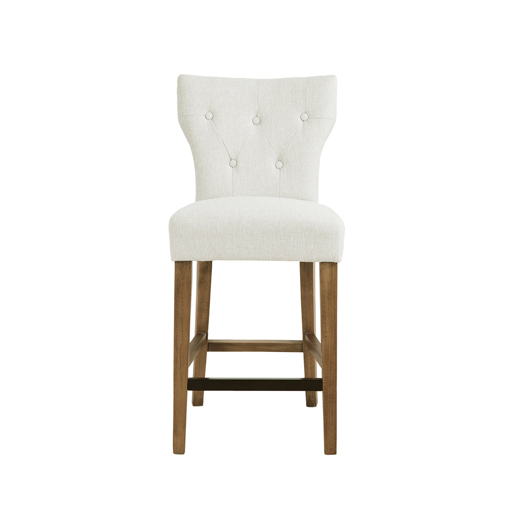 Avila - Set of 2 - 26" Tufted Back Counter Stools with Cream Upholstery