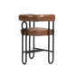 Liristh - Set of 2 - 24" Light Brown PU Upholstered Bar Stools, Modern Curved Backrest, Black Metal Legs