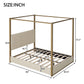 Upholstered Canopy Platform Bed With Frame, Queen Size - Beige