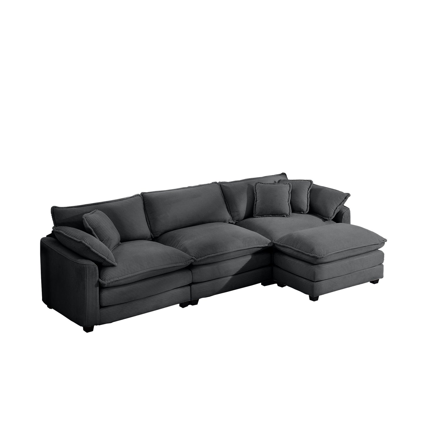 Modular Oversized Cushion Sofa With Ottoman, Low Back, Deep Seating Sofa Set