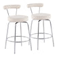 Rhapsody - Set of 2 - 33.75" Cream Fabric Counter Stools with Chrome Frame