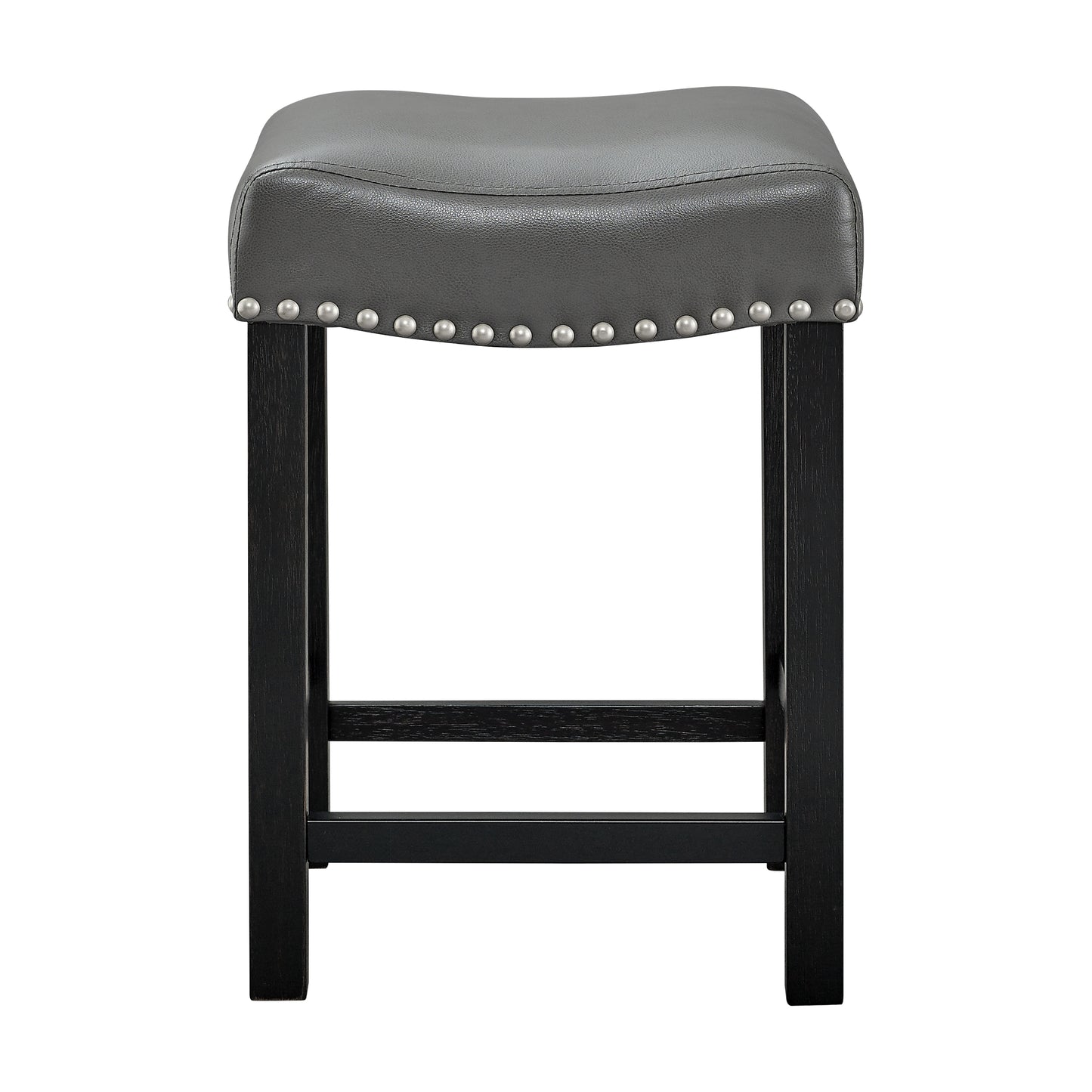 Wibble – Set of 2 – 24" Dark Gray Vegan Leather Counter Stools with Modern Design