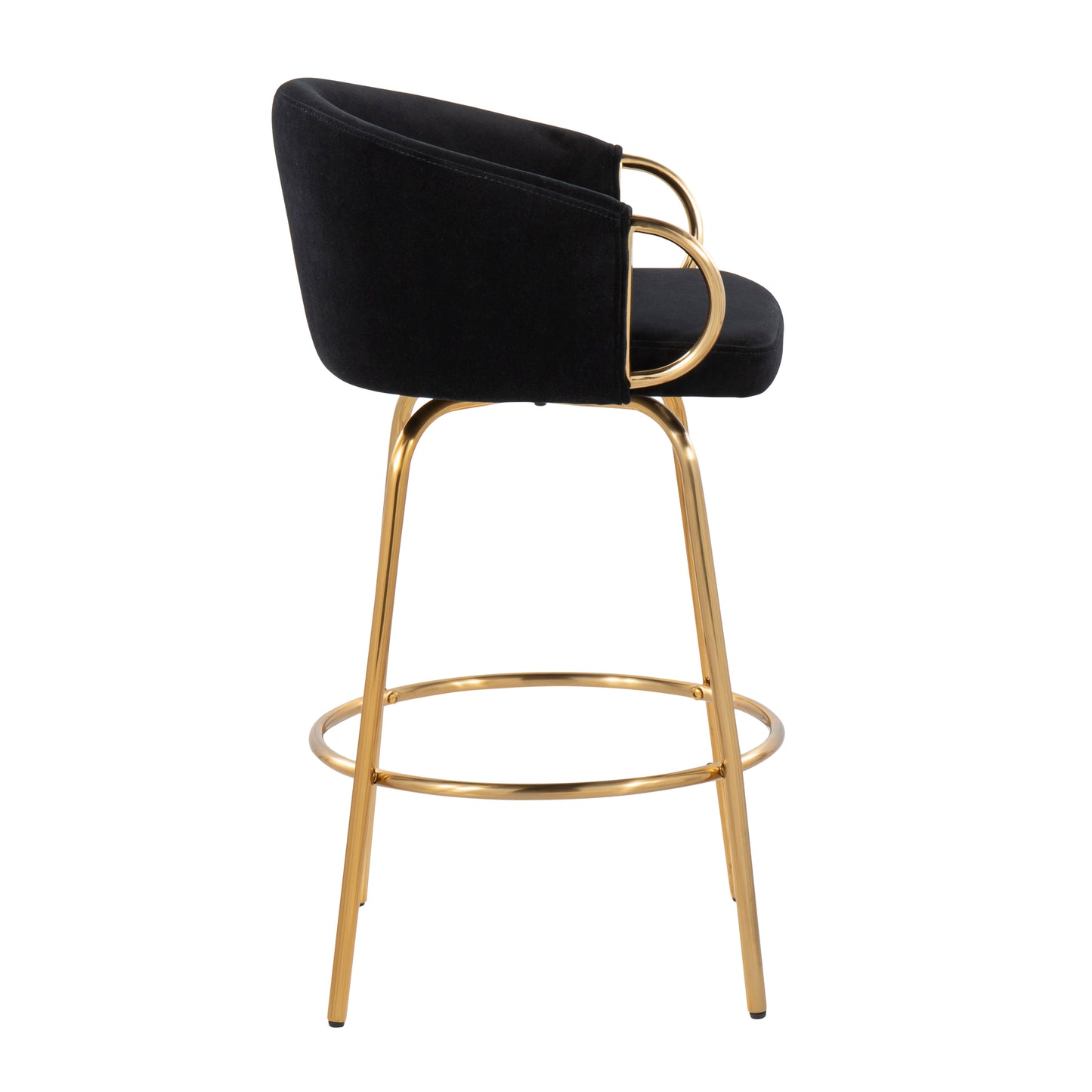 Opulent - Set of 2 - 30" Black Velvet & Gold Steel Counter Stools