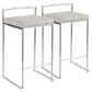 Lebam - Set of 2 - 26" Contemporary Stackable Counter Stools in Grey Fabric Cushion