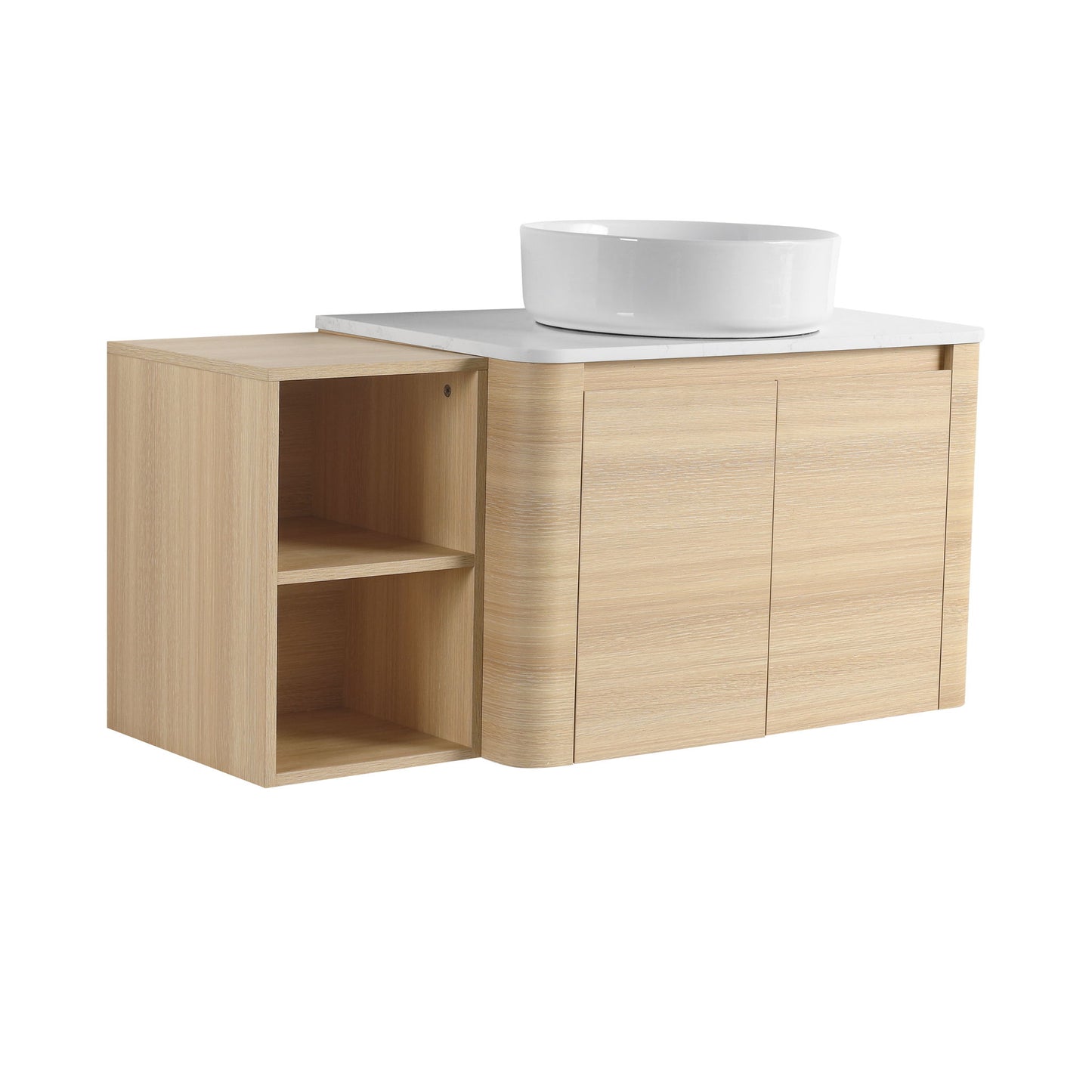 Mounted Bathroom Vanity With Art Sink, Storage Shelves, Soft Close Door