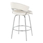 Jelena - Set of 2 - 26" White Faux Leather Counter Stools with Chrome Metal Frame and Swivel Functionality